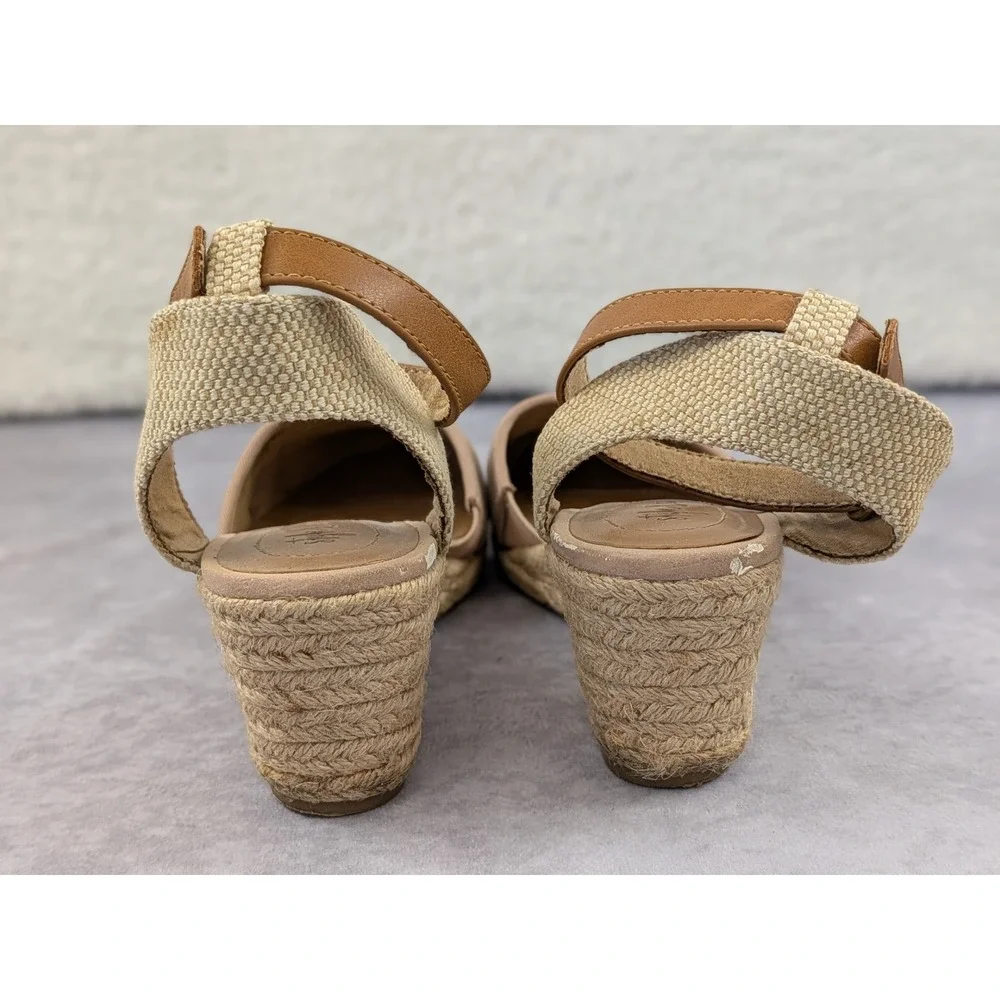 Style & Co Tan Espadrille Wedge Sandals Womens 7M Ankle Strap Closed Toe Shoes
